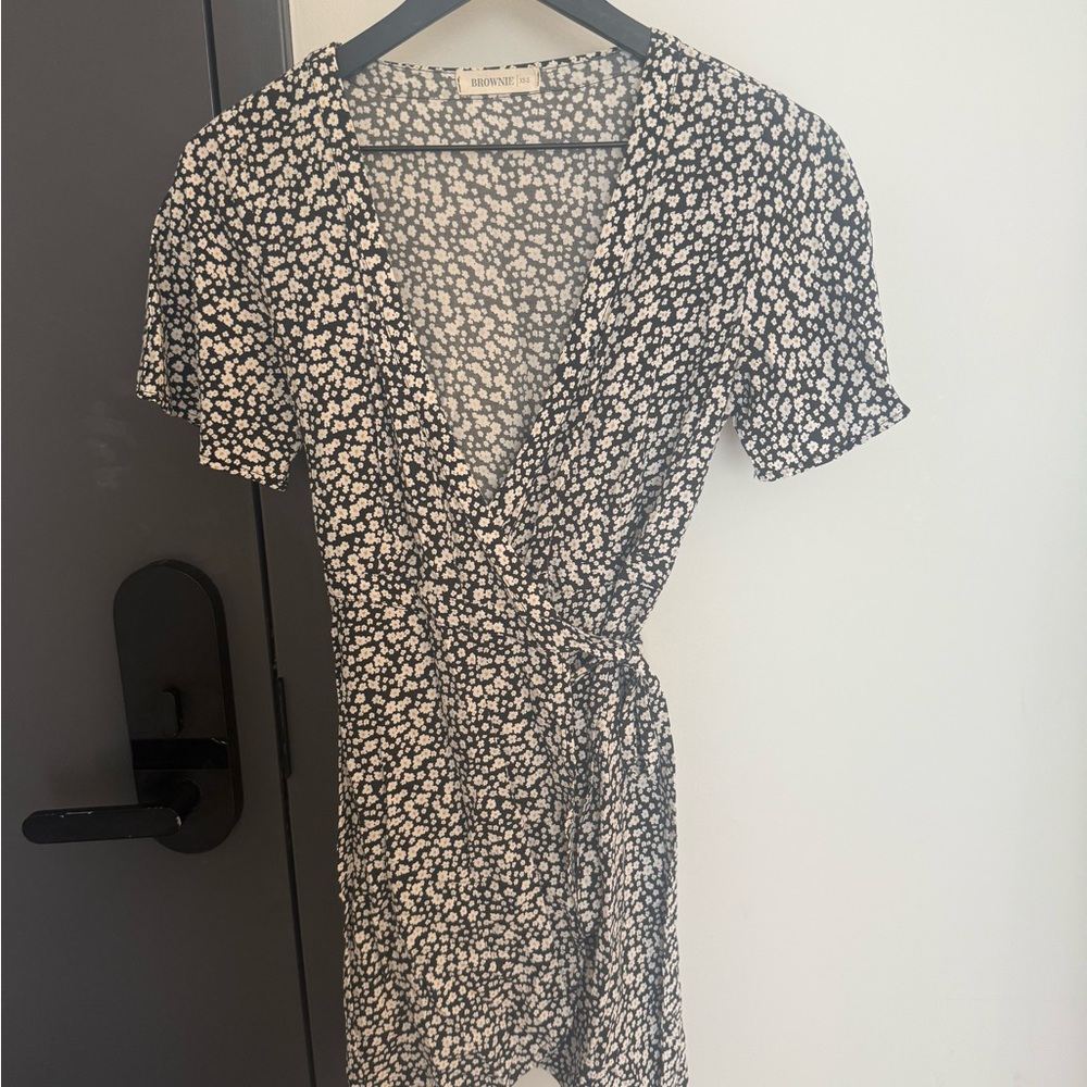Black and White Sequin Mini Dress with Flutter Sleeves